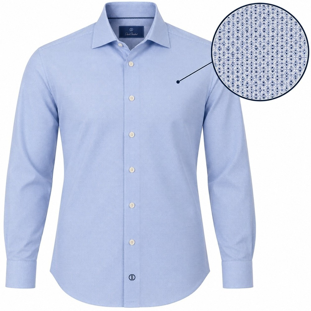 David Donahue Dress Shirt Men XL Blue Chambray Spread Collar L/S 17 34 35